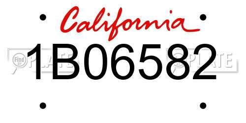 1B06582 California License Plate