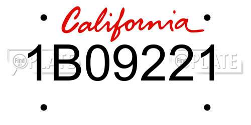 1B09221 California License Plate