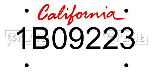 1B09223 California License Plate