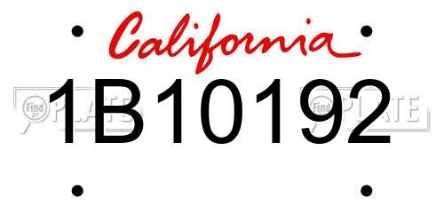1B10192 California License Plate
