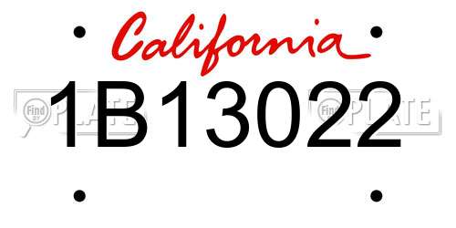 1B13022 California License Plate