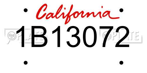 1B13072 California License Plate