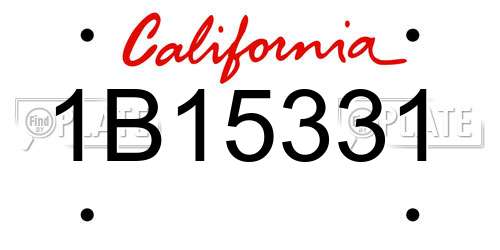 1B15331 California License Plate