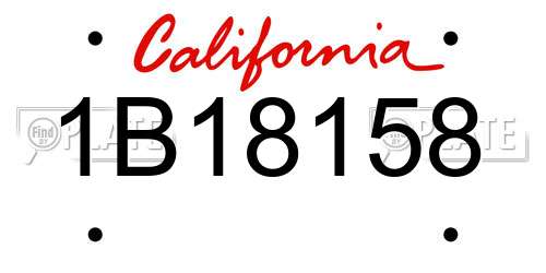 1B18158 California License Plate