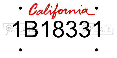 1B18331 California License Plate