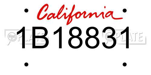 1B18831 California License Plate