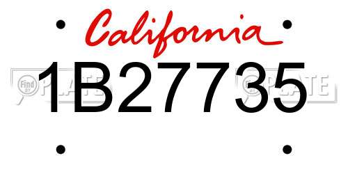 1B27735 California License Plate