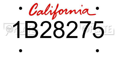 1B28275 California License Plate
