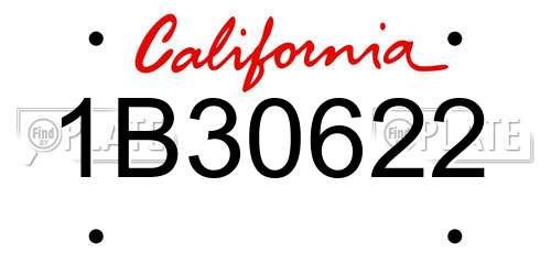 1B30622 California License Plate