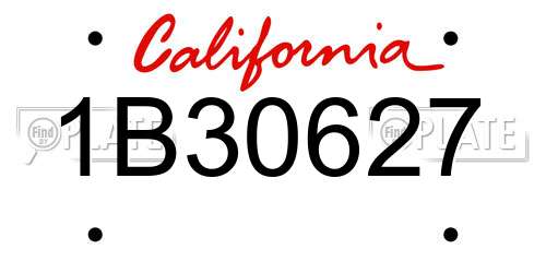1B30627 California License Plate