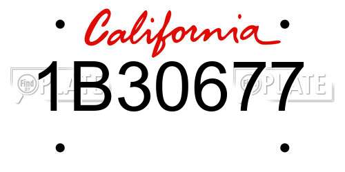 1B30677 California License Plate