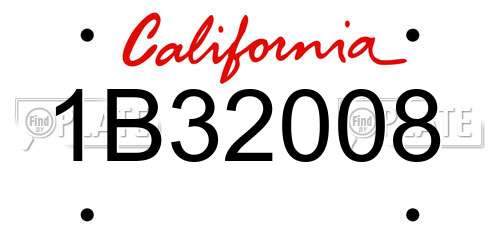 1B32008 California License Plate