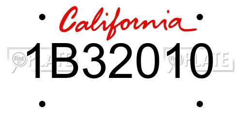 1B32010 California License Plate