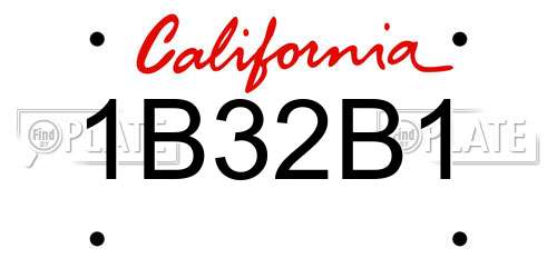 1B32B1 California License Plate