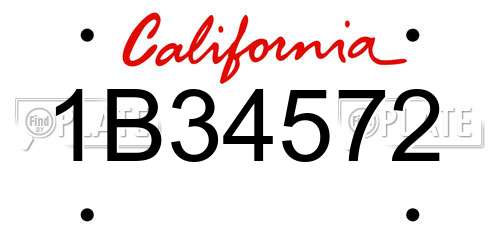 1B34572 California License Plate