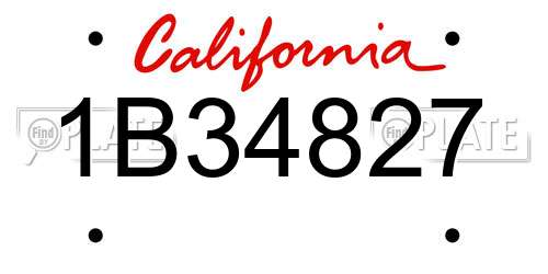1B34827 California License Plate