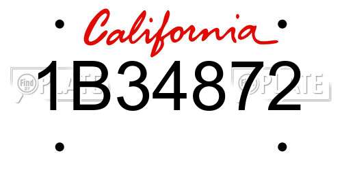 1B34872 California License Plate
