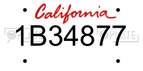 1B34877 California License Plate