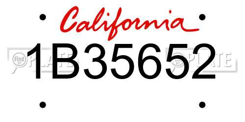 1B35652 California License Plate