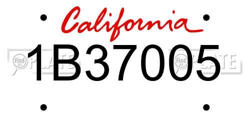 1B37005 California License Plate