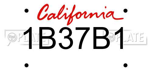 1B37B1 California License Plate
