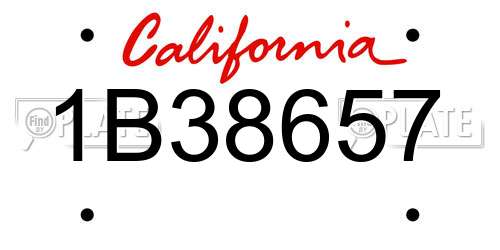 1B38657 California License Plate