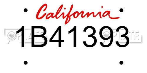 1B41393 California License Plate