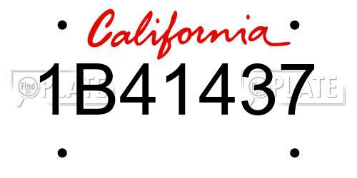 1B41437 California License Plate