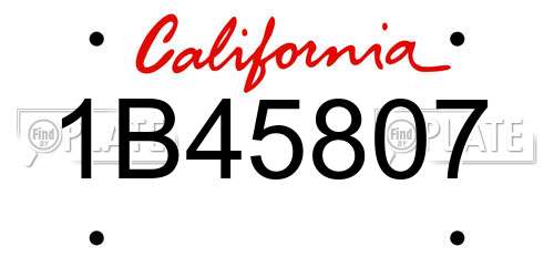 1B45807 California License Plate