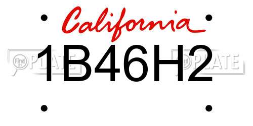 1B46H2 California License Plate