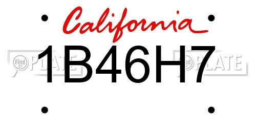1B46H7 California License Plate