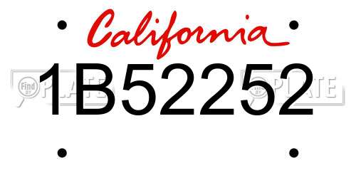 1B52252 California License Plate