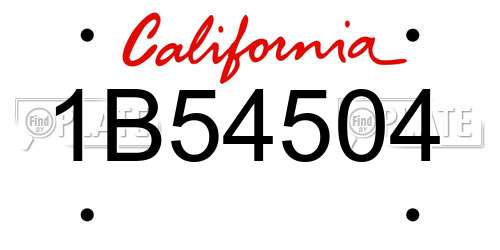 1B54504 California License Plate