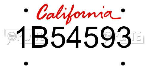 1B54593 California License Plate