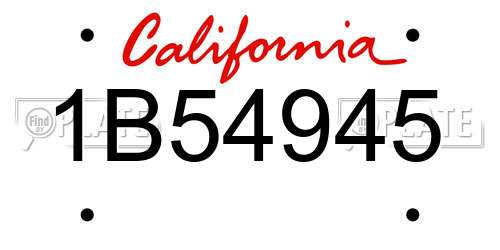 1B54945 California License Plate