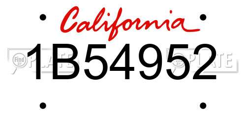 1B54952 California License Plate
