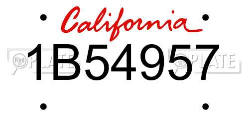 1B54957 California License Plate