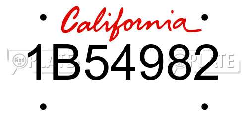 1B54982 California License Plate