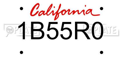 1B55R0 California License Plate