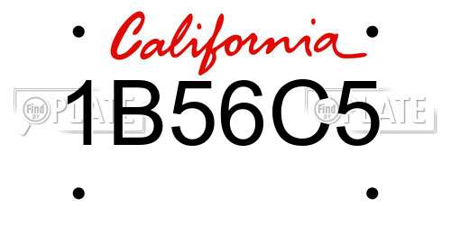 1B56C5 California License Plate