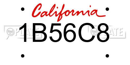 1B56C8 California License Plate