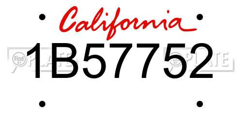 1B57752 California License Plate