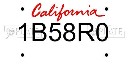 1B58R0 California License Plate