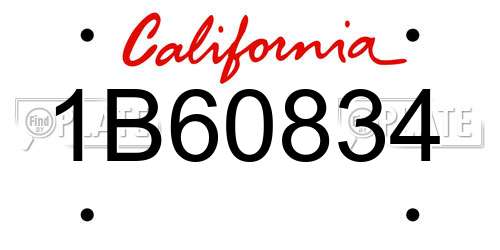 1B60834 California License Plate