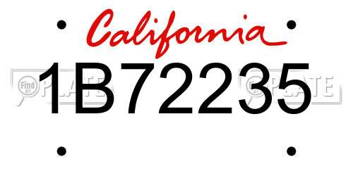 1B72235 California License Plate