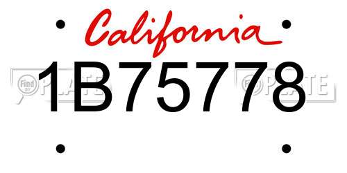 1B75778 California License Plate