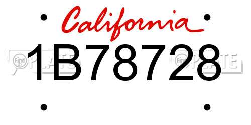 1B78728 California License Plate