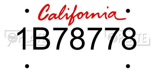 1B78778 California License Plate