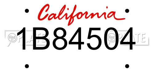 1B84504 California License Plate