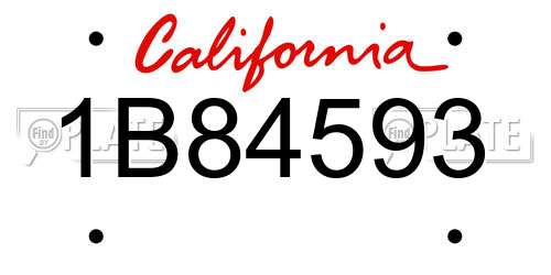 1B84593 California License Plate